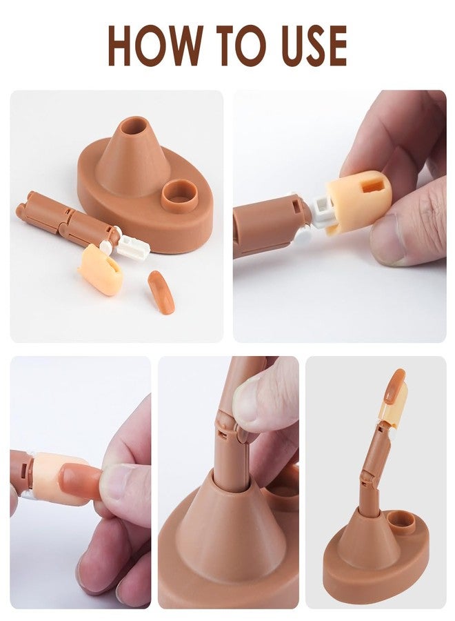 BORNBYME Acrylic Nail Practice Finger Kit, BORNBYME Acrylic Nail Training with 1 Base Stand, 3 Adjustable Fake Fingers, 100 Brown Nail Tips, Movable Training Nail Practice for Nail Beginner… - Image 3